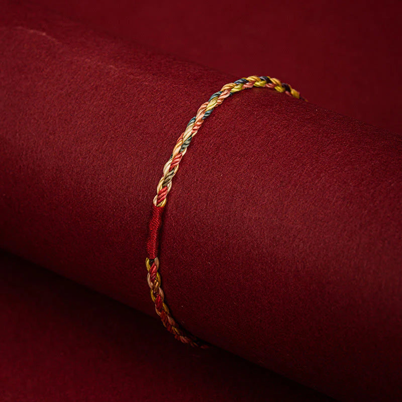 Buddha Stones Handmade Five Color Thread Luck Couple Child Adult Bracelet
