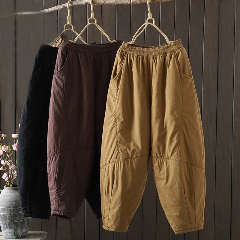 Buddha Stones Plain Warm Women's Harem Pants With Pockets