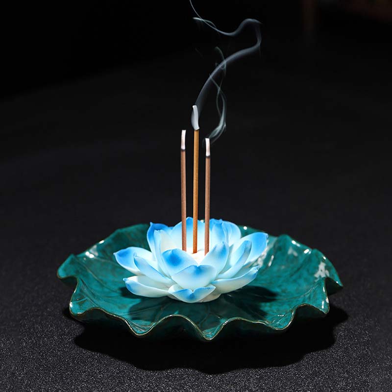 Buddha Stones Tibetan Lotus Blessing Incense Burner Decoration (Extra 30% Off | USE CODE: FS30)