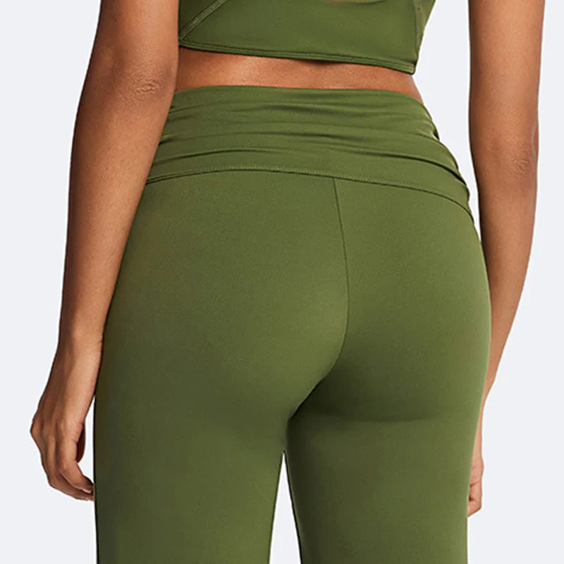 Buddha Stones Solid Crop Halter Backless Sleeveless Top Straight Leg Pants For Sports Fitness Yoga