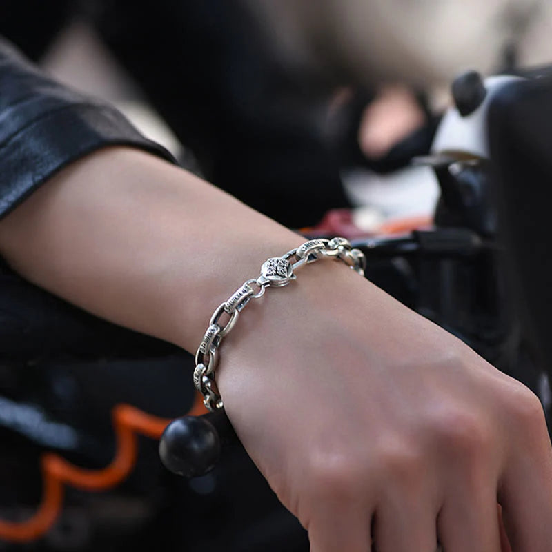 Buddha Stones 925 Sterling Silver Six True Words Wisdom Calm Bracelet (Extra 30% Off | USE CODE: FS30)