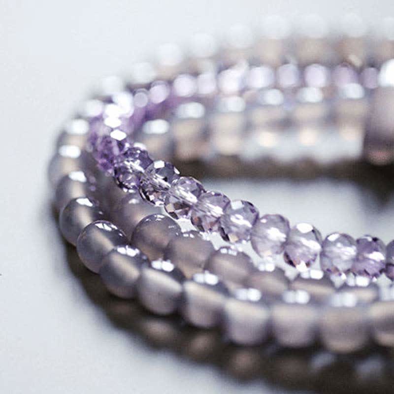 Buddha Stones Natural Amethyst Crystal Meditation Healing Bracelet
