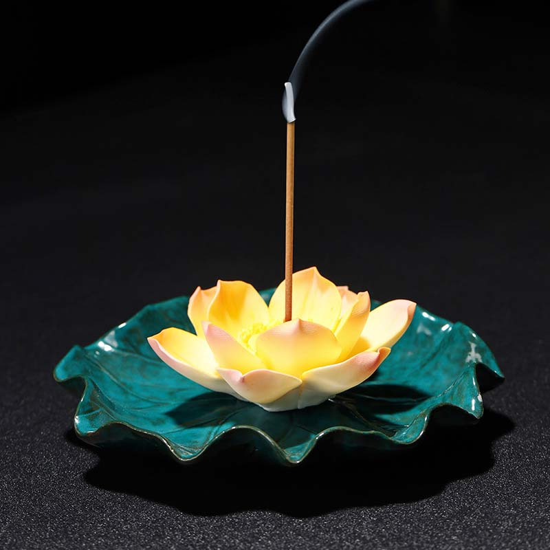 Buddha Stones Tibetan Lotus Blessing Incense Burner Decoration (Extra 30% Off | USE CODE: FS30)