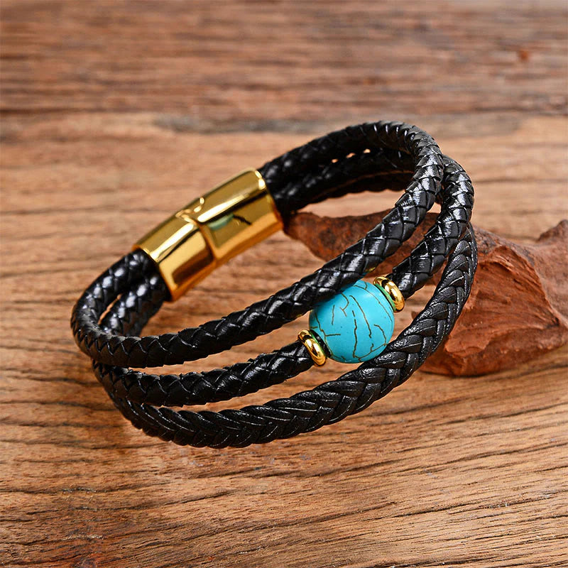 Buddha Stones Multicolored Bead Green Tiger Eye Amethyst Craved Six True Words Leather Balance Bracelet