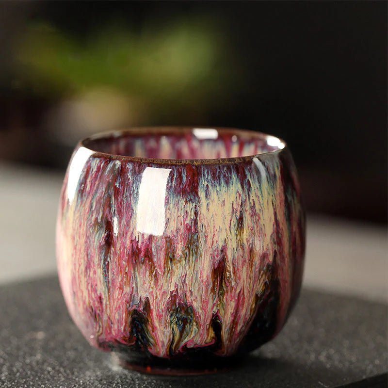 Buddha Stones Simple Multicolored Kiln Change Chinese Jianzhan Ceramic Teacup Kung Fu Tea Cup 110ml