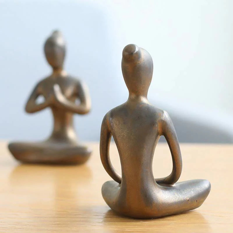 Abstract Yoga Meditation Exercise Ceramics Spiritual Figurine Sculpture Decoration