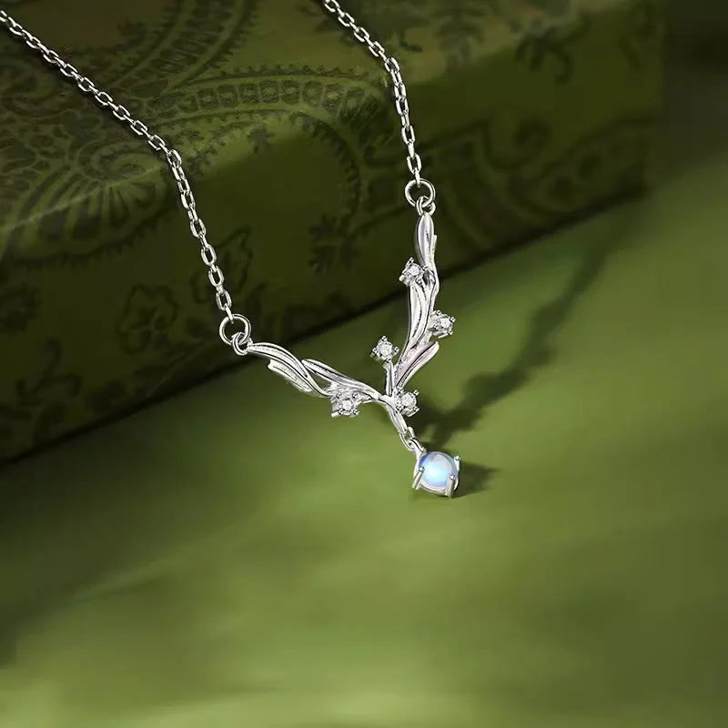 Buddha Stones 925 Sterling Silver Mistletoe Keep Away Evil Spirits Necklace Pendant
