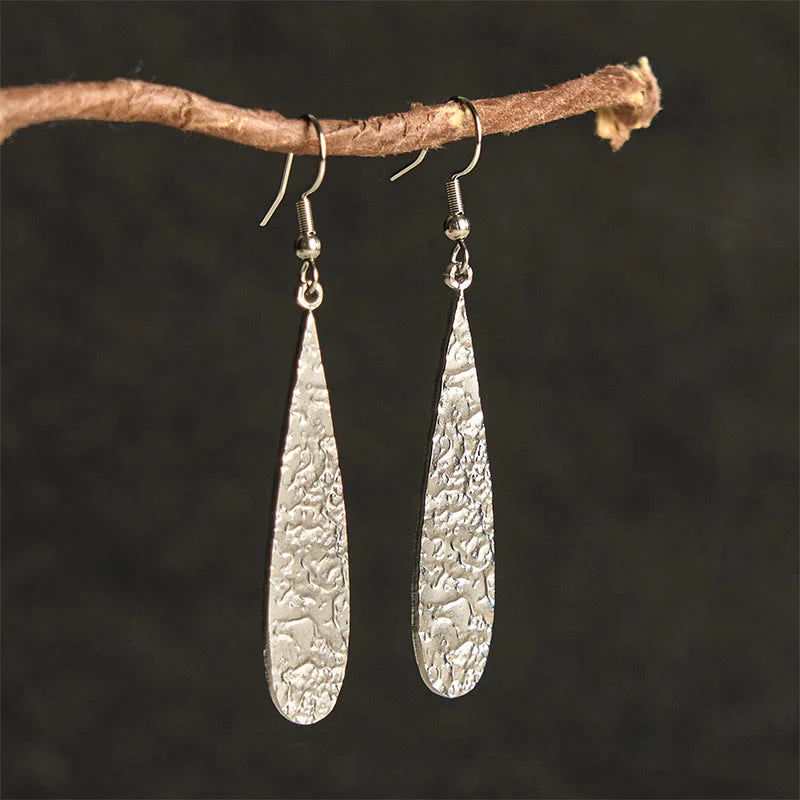 Buddha Stones Elegant Titanium Steel Balance Hammer Marks Earrings