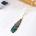 Buddha Stones Natural Stone Sea Sediment Jasper Agate Teardrop Shape Protection Necklace Pendant