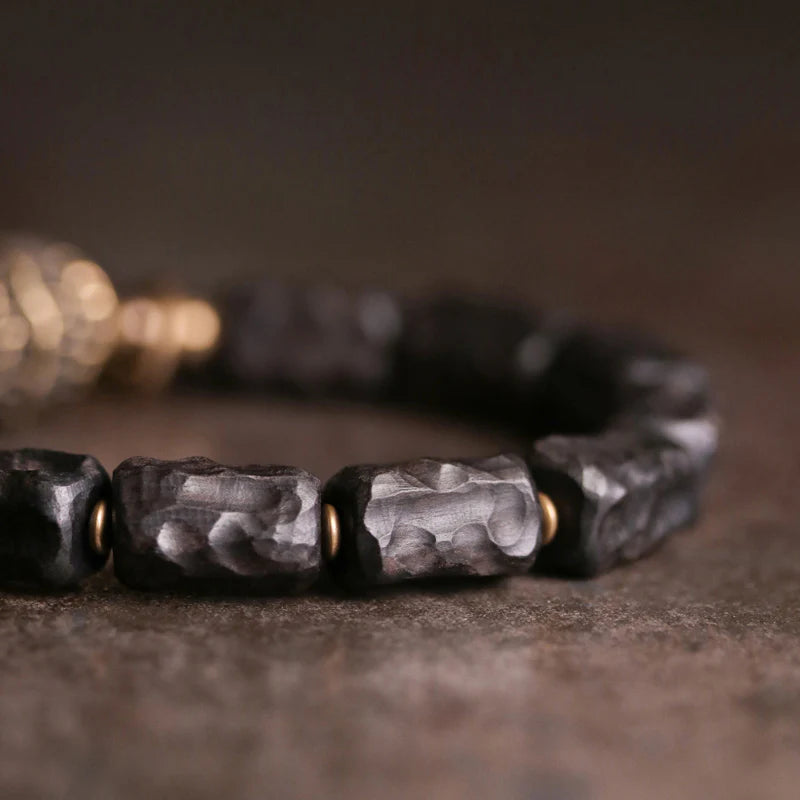 Buddha Stones Ebony Wood Copper Balance Protection Couple Bracelet