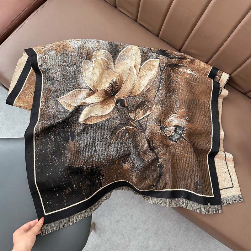 Buddha Stones Winter Magnolia Butterfly Pattern Soft Scarf Shawl