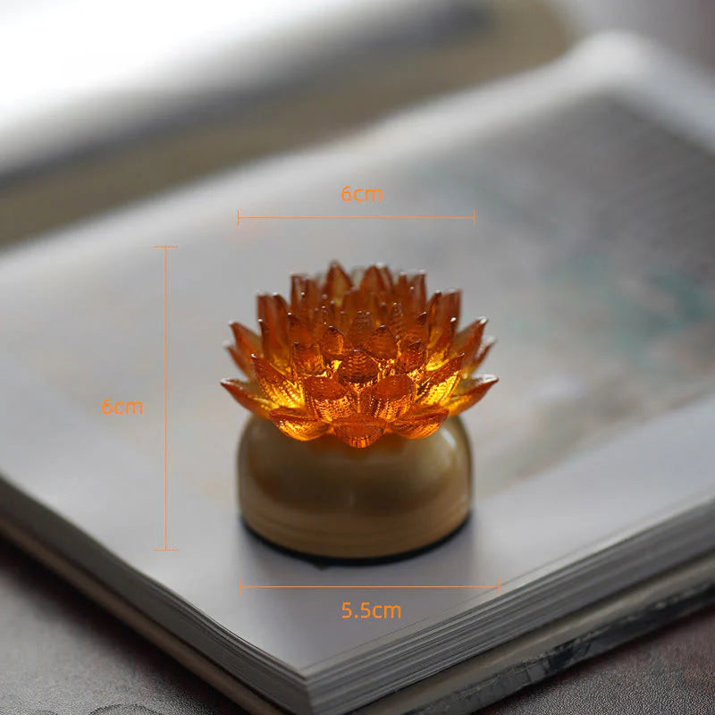 Buddha Stones Lotus Liuli Glass Copper Brass New Begining Home Decoration