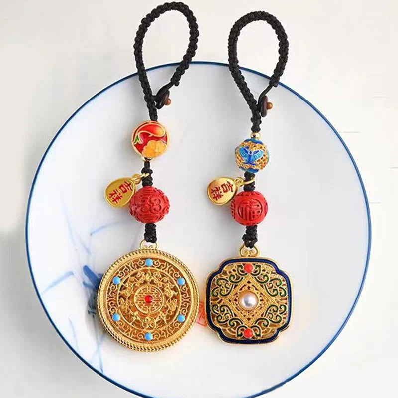 Buddha Stones Fu Character Blessing Ruyi Charm Key Chain