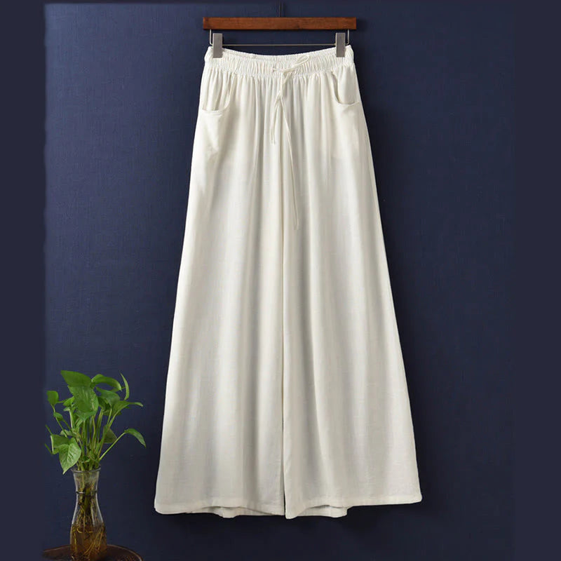 Buddha Stones Plain Wide Leg Pants Dance Women's Yoga Pants With Pockets