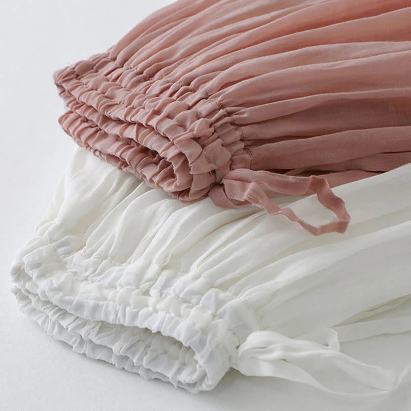 Buddha Stones Solid Lace Elastic Waist Cotton Women's Skirt