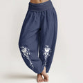 Buddha Stones Pure Cotton Concise Om Symbol Buddha Pattern Women's Elastic Waist Harem Pants