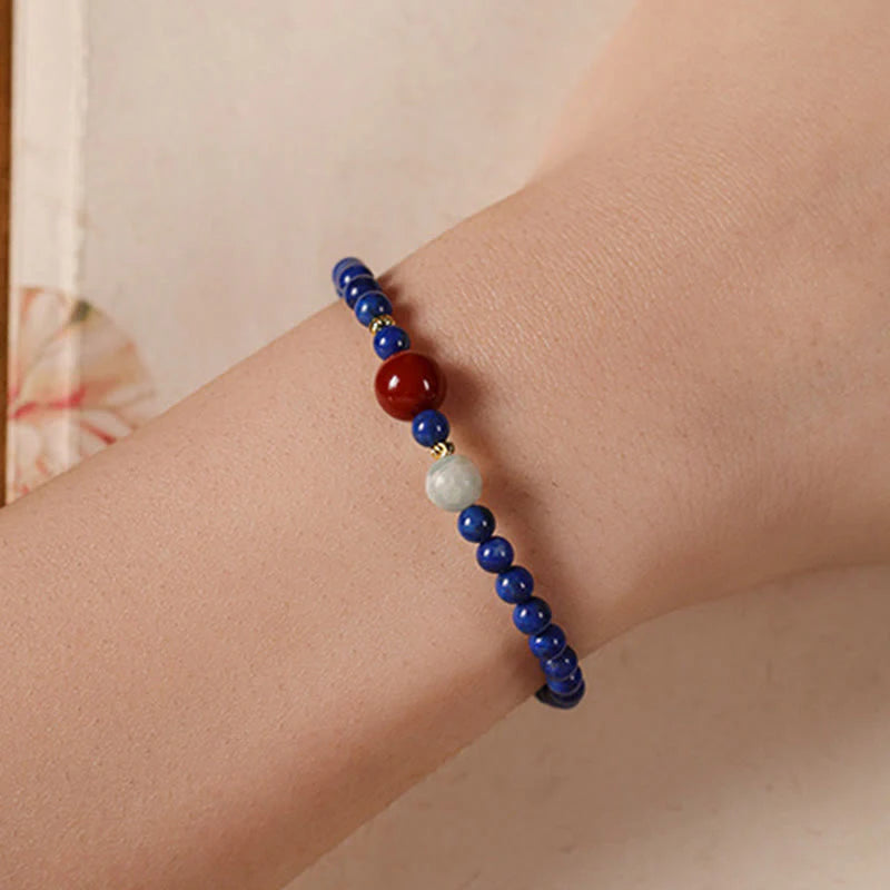 Buddha Stones Small Lazurite Agate Ultra-thin Beads Positive Bracelet