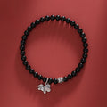 Buddha Stones Year Of The Horse 925 Sterling Silver Natural Black Obsidian Strength Bracelet