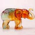 Buddha Stones Handmade Liuli Crystal Elephant Art Piece Wisdom Wealth Home Decoration