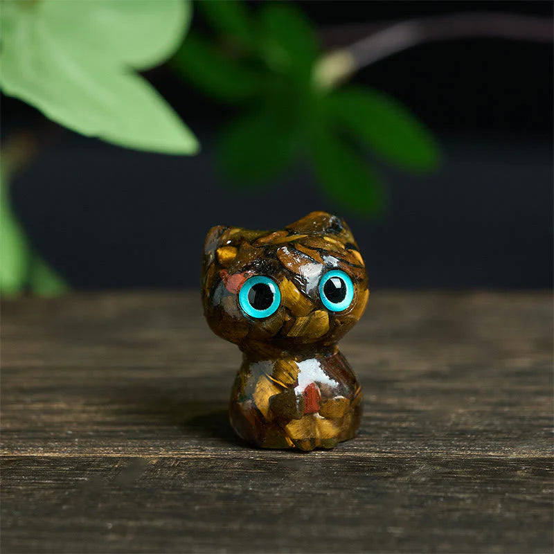 Buddha Stones Crystal Drip Resin Small Cat Purification Decoration Statue