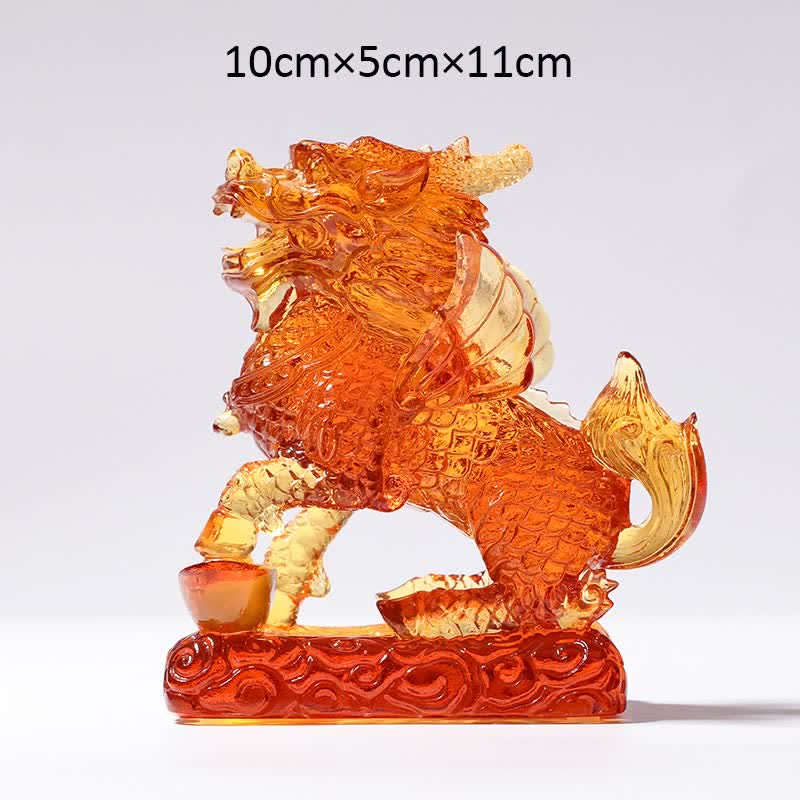 Buddha Stones Feng Shui Kirin Handmade Liuli Crystal Art Piece Fortune Home Office Decoration