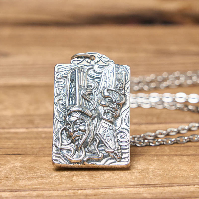 Buddha Stones Copper Black White Impermanence Pattern Balance Pendant Necklace