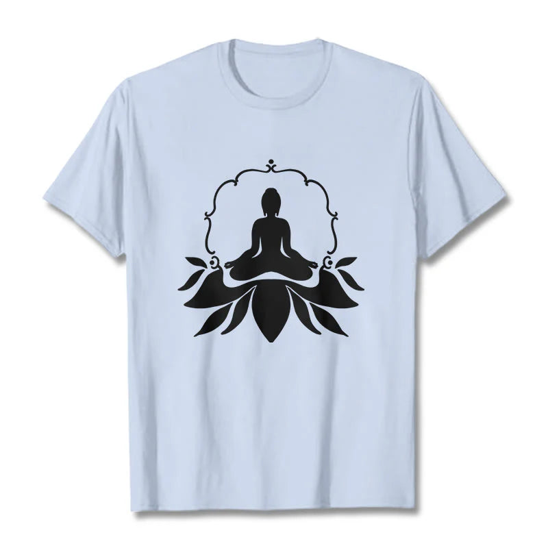 Buddha Stones Meditating Buddha Seated on Grass Tee T-shirt