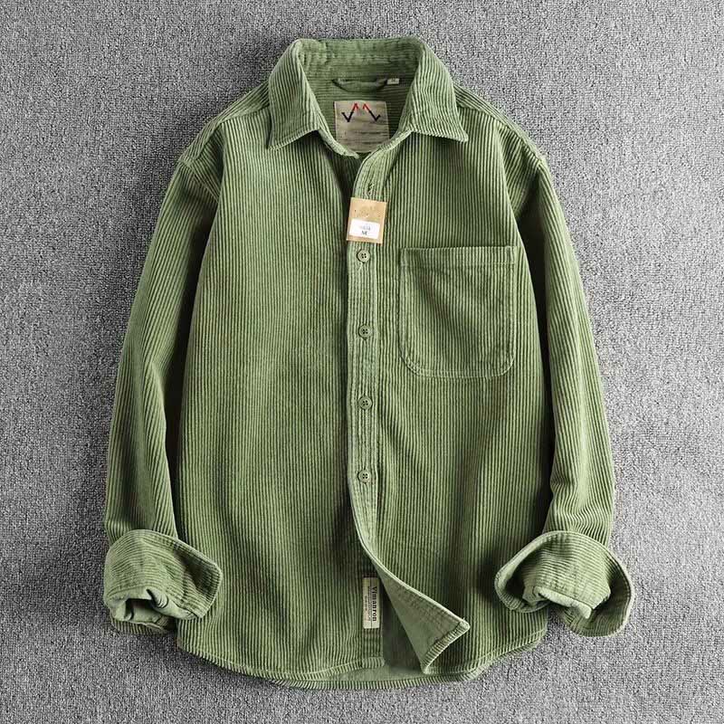 Buddha Stones Solid Color Single Breasted Buttons Men's Long Sleeve Thickened Jacket With Pockets