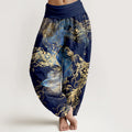 Buddha Stones Pure Cotton Lively Koi Fish Pattern Women's Elastic Waist Harem Pants
