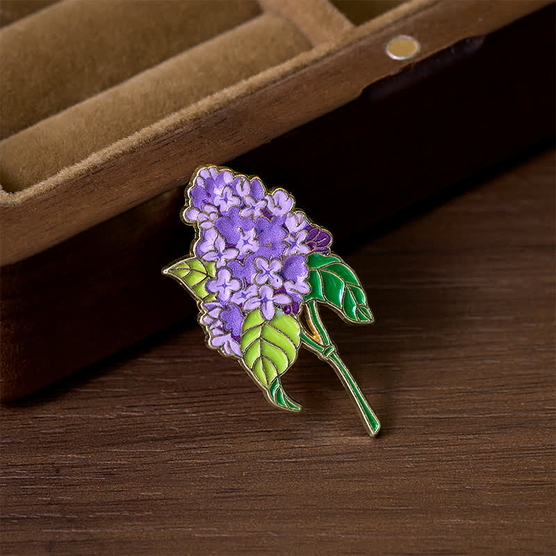 Buddha Stones Small Forget-Me-Not Corn Poppy Lily of the Valley Hydrangea Lupine Copper Brooch