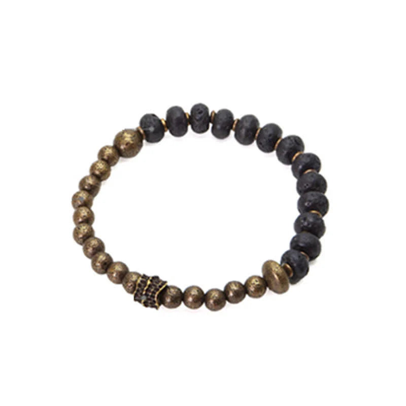 Buddha Stones Lava Rock Stone Copper Balance Cuff Bracelet Bangle (Extra 30% Off | USE CODE: FS30)