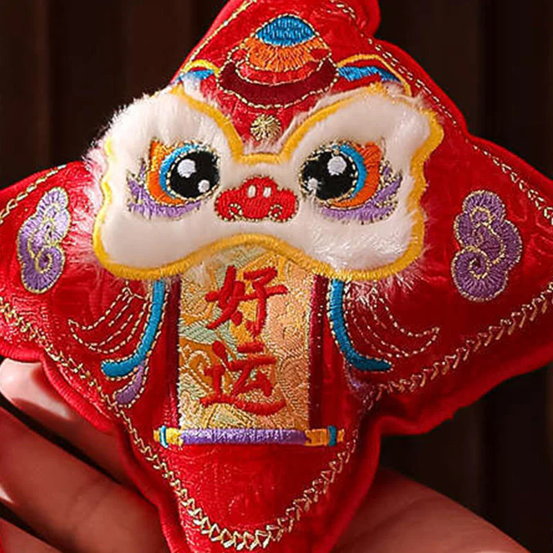Buddha Stones Embroidery Year Of The Horse Fu Character Copper Coin Shape Red String Hanging Decoration
