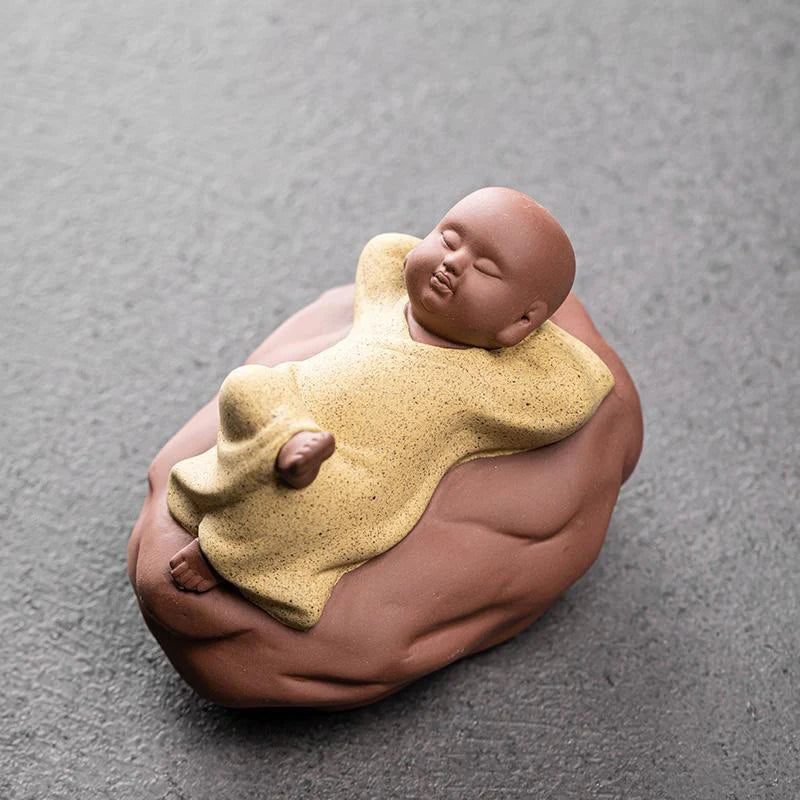 Buddha Stones Looking Up Resting Monk Ceramic Statue Compassion Home Decoration