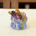 Buddha Stones Feng Shui Frog Coins Handmade Liuli Crystal Art Piece Wealth Home Office Decoration