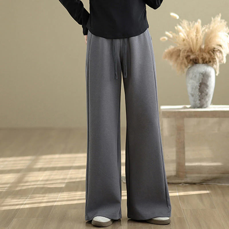 Buddha Stones Casual Plain Cotton Women's Wide Leg Pants With Pockets
