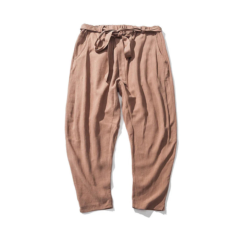 Buddha Stones Commute Solid Color Simple Design Men's Harem Cotton Pants With Pockets