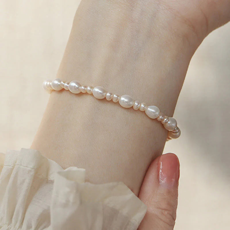 Buddha Stones Natural Flower Pearl Sincerity Bead Bracelet