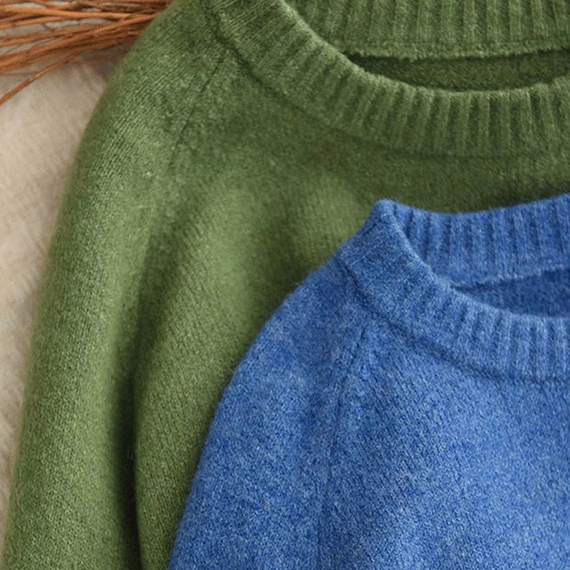 Buddha Stones Winter Crew Neck Warm Long Sleeve Women's Cotton Knitted Sweater
