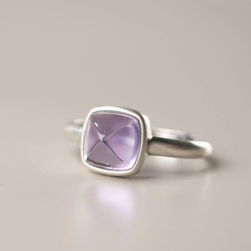 Buddha Stones Natural 925 Sterling Silver AmethystÂ Adjustable Balance Ring