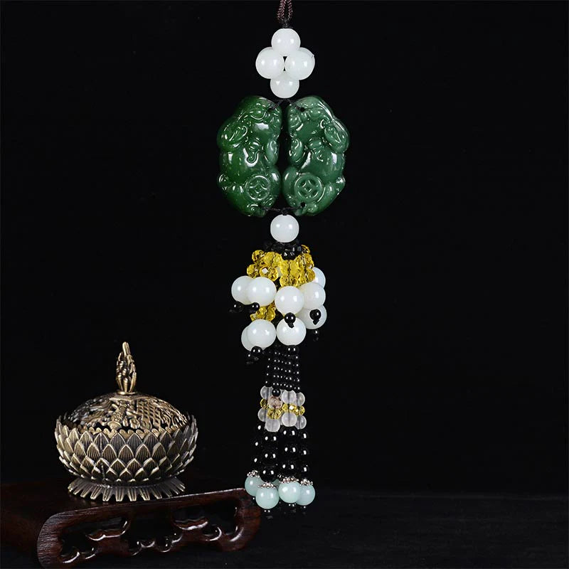 Buddha Stones FengShui Jade PiXiu Harmony Car Pendant Decoration (Extra 30% Off | USE CODE: FS30)