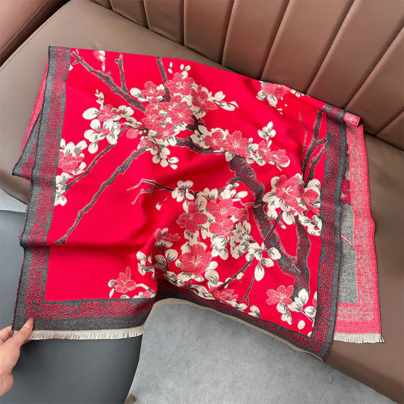 Buddha Stones Fall Peach Blossoms Branches Pattern Soft Scarf Shawl