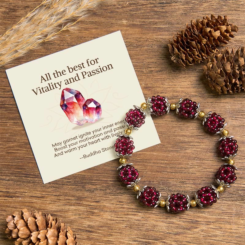 Buddha Stones All the best for Vitality and Passion Garnet Bracelet Includes Gift Message Card