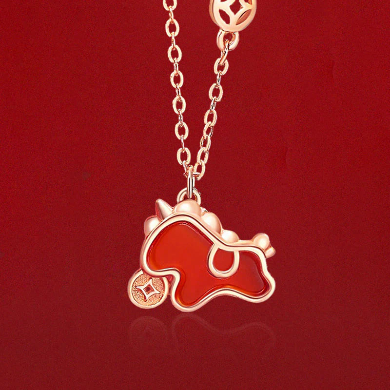 Buddha Stones 925 Sterling Silver Year Of The Horse Red String Red Agate Coin Charm Luck Bracelet