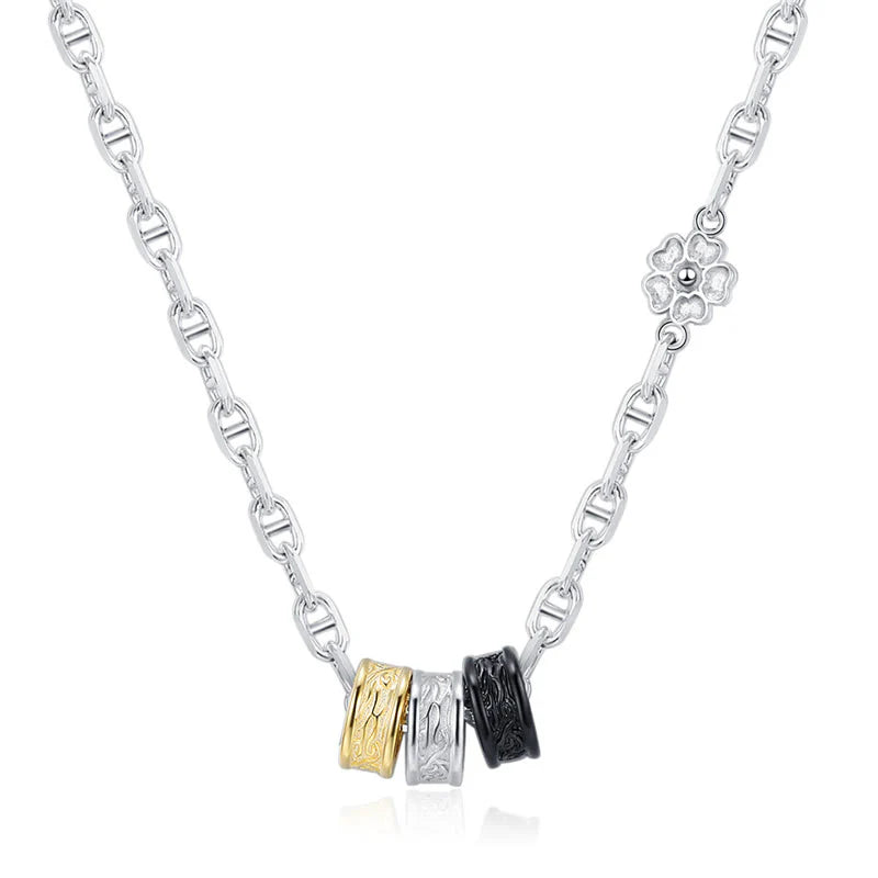 Buddha Stones 925 Sterling Silver Retro Tang Dynasty Flower Design Luck Energy Chain Necklace Pendant (Extra 35% Off | USE CODE: FS35)