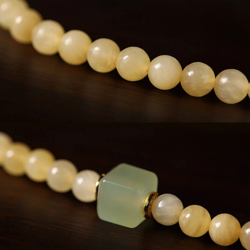 Buddha Stones Topaz Beads Jade Cube Double Circle Wealth Bracelet