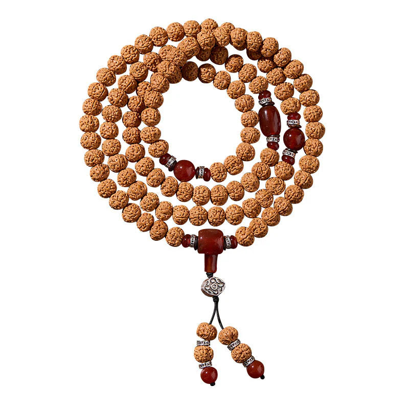 Buddha Stones Tibetan 108 Beads Bodhi Seed Three-eyed Dzi Bead Auspiciousness Mala