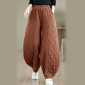 Buddha Stones Winter Diamond Pattern Cotton Women's Pants With Pockets
