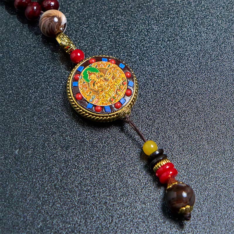 FREE Today: Peace and Creativity Tibetan Handmade Wood Beads Om Mani Padme Hum Samantabhadra Bodhisattva Necklace Pendant