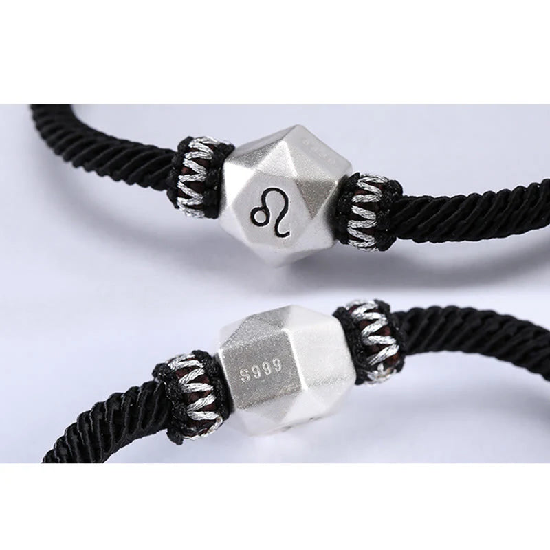 Buddha Stones 999 Sterling Silver 12 Constellations of the Zodiac Protection Handmade String Bracelet (Extra 35% Off | USE CODE: FS35)