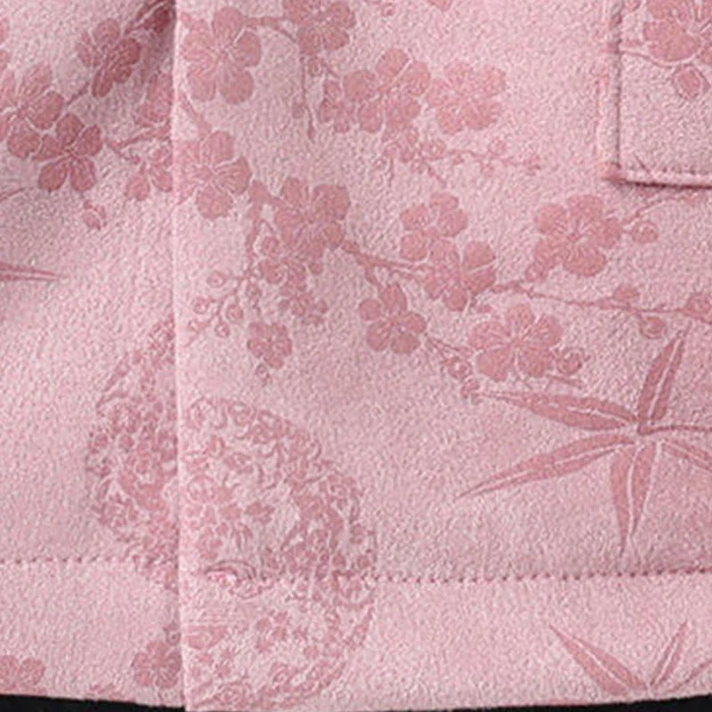 Buddha Stones Fall Jacquard Bamboo Frog-button Long Sleeve Men's Cotton Jacket With Pockets